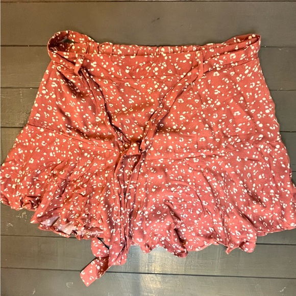 URBAN Romantics Terracotta Floral Mini Skirt Peasant Babydoll Shorts Under - Picture 1 of 8